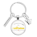✨ Porte-Clés “Merci Maîtresse” – Pendentif en Verre & Règle 📏💖
