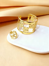 🌸 Ensemble Bracelet & Bague Ajustables Floraux – Élégance Haut de Gamme ✨