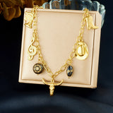 Collier Acier Inoxydable Doré – Fleur, Cœur & Soleil
