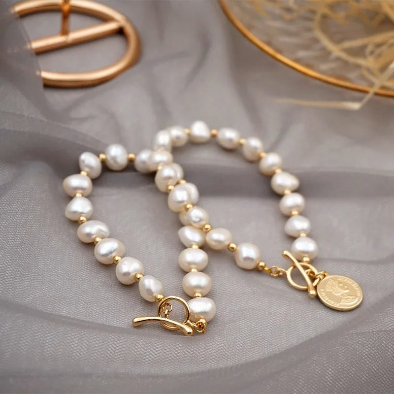 💖 Bracelet de luxe en perles d’eau douce ✨ – style baroque chic 🌸 acier inoxydable