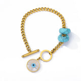 🧿 Bracelet Mauvais Œil pour Femme – Ensemble Luxe en Acier Inoxydable & Zircon ✨