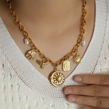 Collier Acier Inoxydable – Soleil, Cœur & Fleur