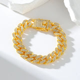 💛 Bracelet Maille Cubaine Acier Inoxydable – Style Chic Unisexe