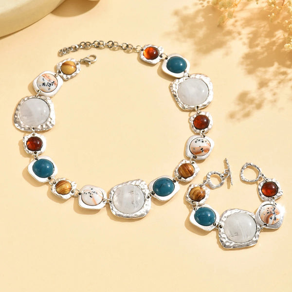 💎 Ensemble Bijoux Vintage Bohème – Collier &amp; Bracelets Original Chic ✨