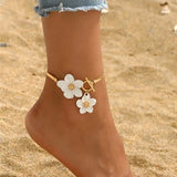 🌸 Bracelet de Cheville à Breloques Fleurs de Cerisier – Chaîne Dorée Été