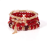 🌈 Ensemble de Bracelets Bohème 4 Pièces – Perles Colorées & Pampilles